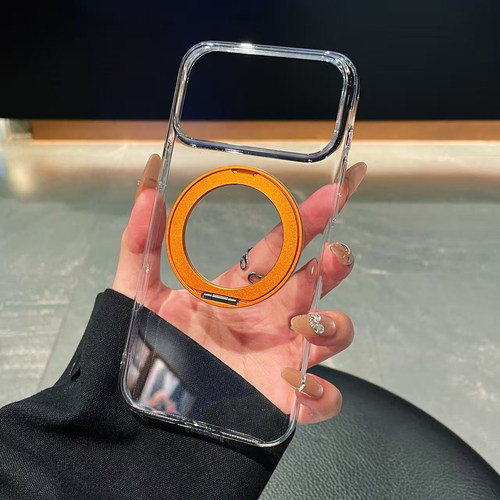 PC硬壳晶透360磁吸支架适用iPhone17promax手机壳不发黄1.2材质超薄手感苹果16透明15PRO/14简约大孔女保护套