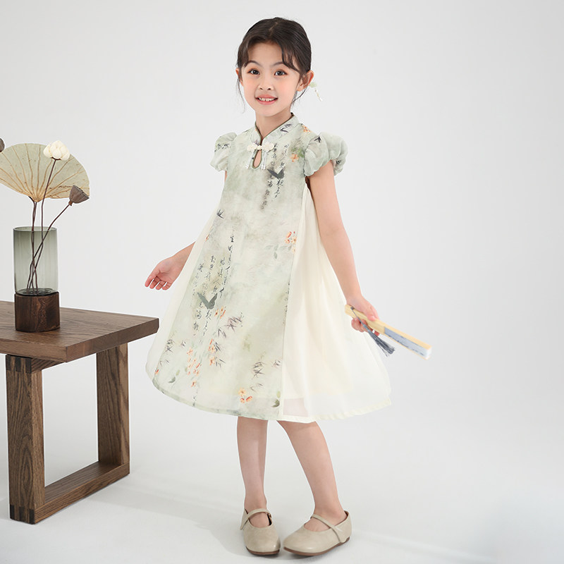 新中式裙改良版中国风夏季新款儿童公主雪纺,童装/婴儿装/亲子装,连衣裙,淘宝优惠券,粉丝福利购,淘宝优惠卷