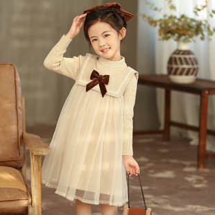 女童2025秋冬新款 女两件套学院风中大童毛衣套裙 毛衣呢子纱裙套装