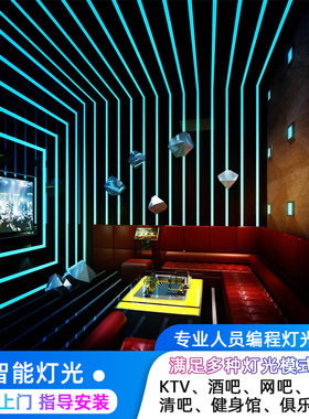 声控led酒馆清吧KTV动感单车房幻彩WS2811可编程麦爵士12V灯带条