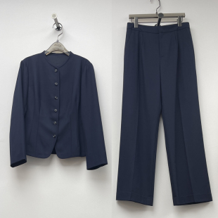 套装 高端优雅干练气质OL通勤收腰单排扣羊毛圆领小西装 直筒长裤