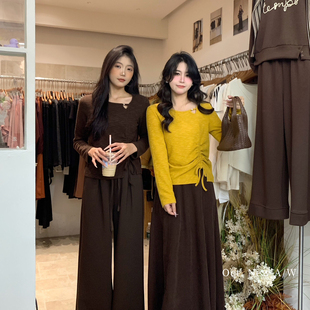 80134 秋冬上新小心机串珠领口抽绳小衫 OCT U.NI