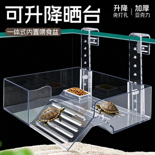 乌龟晒台爬台可调节挂壁式豹纹守宫寄居蟹带食槽爬坡休息浮台