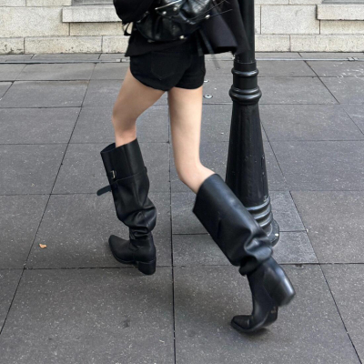 长靴女秋冬黑色粗跟靴子长筒靴