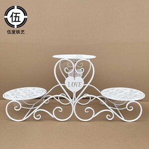 伍度欧式三层铁艺蛋糕架子创意多层生日婚庆礼点心托盘甜品展示台