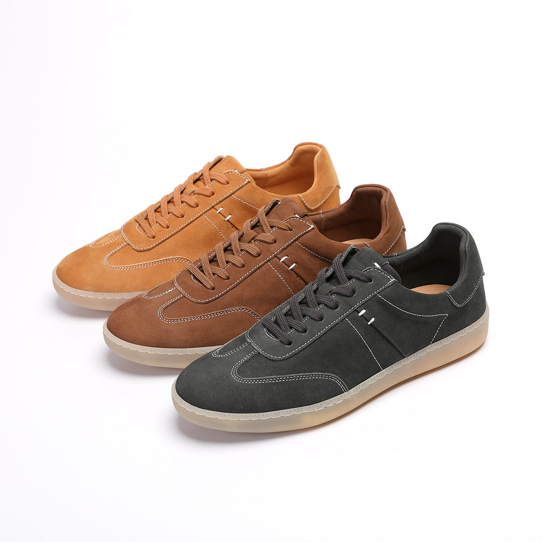 2026春新潮个性手工板鞋男式水洗牛皮橡胶薄底轻便运动复古德训鞋,流行男鞋,休闲板鞋,淘宝优惠券,粉丝福利购,淘宝优惠卷