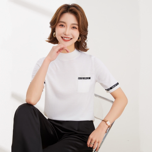 扬子纱精纺春夏女短袖t恤薄新上衣打底衫宽松半袖极细美丽诺羊毛