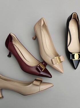 Federico Di Donato豆豆家！蝴蝶结经典上班通勤舒服羊皮女鞋单鞋