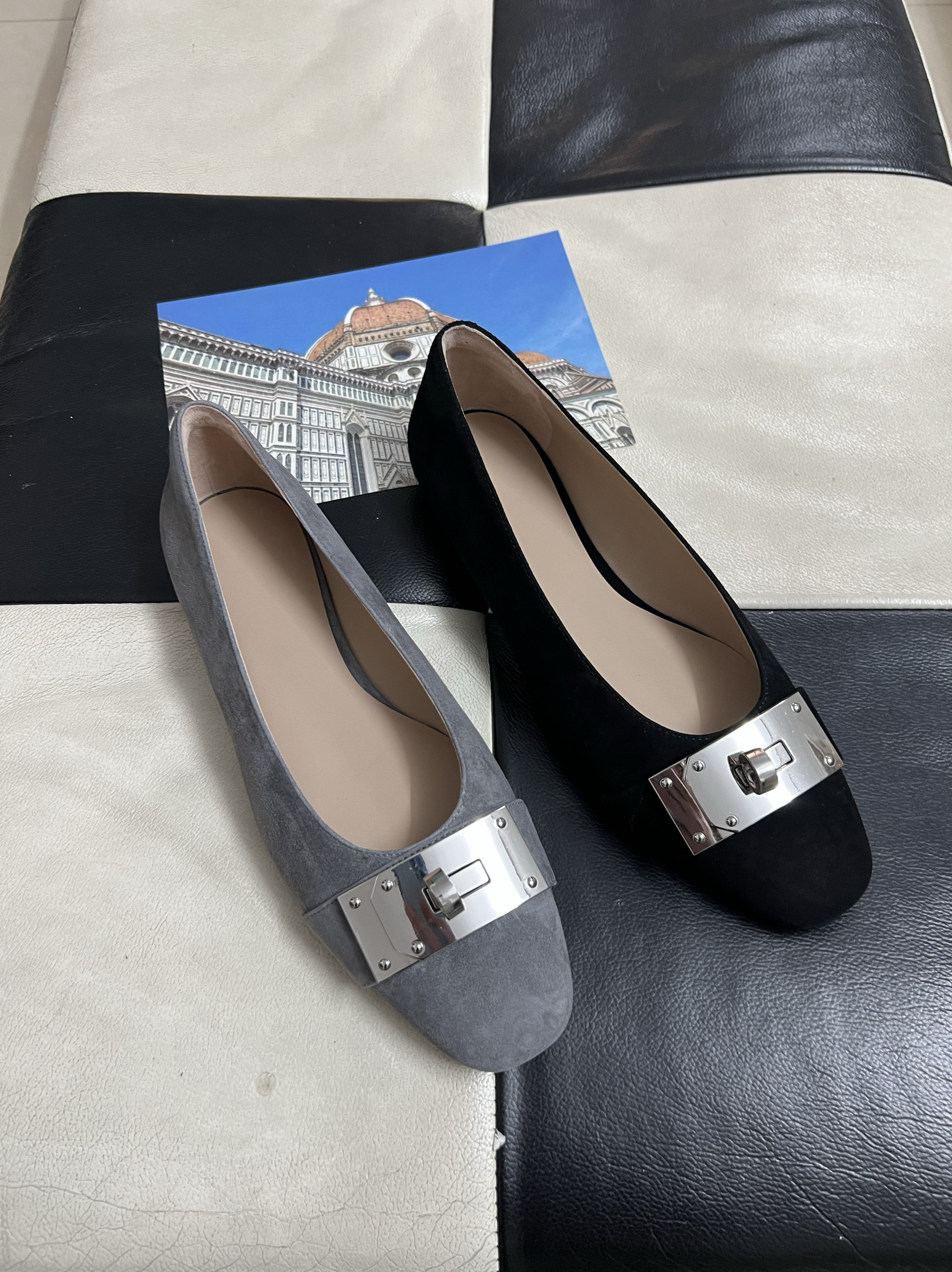 大厂品质,,新款舒服羊京皮面绵羊里金属搭扣防滑底女单鞋平底鞋