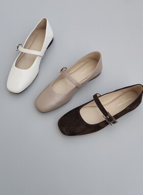 FEDERICA DI DONATO 新款时尚百搭羊皮一字带H扣玛丽珍平底鞋单鞋