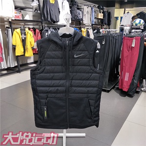 耐克男冬季保暖棉马甲运动羽绒服拼接背心外套CU4415 BV4535-011