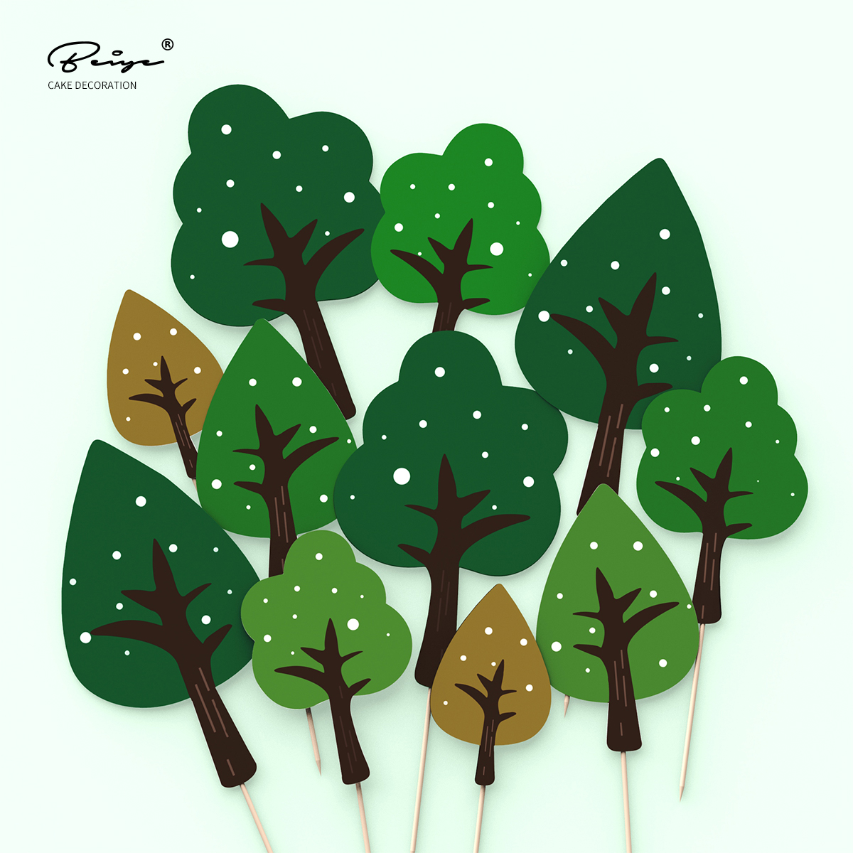 网红森林小绿树烘焙蛋糕装饰插件