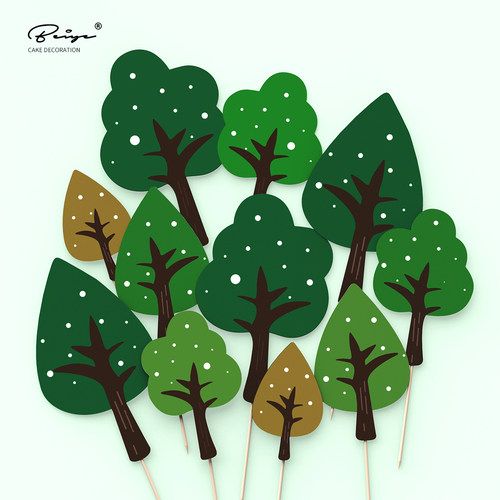 网红森林小绿树烘焙蛋糕装饰插件