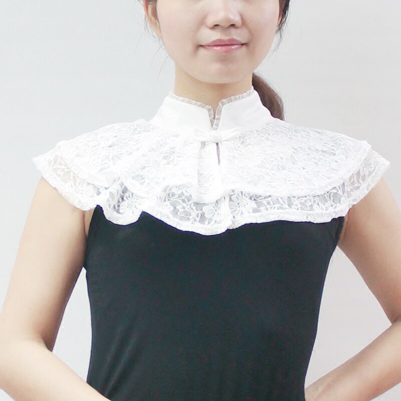 2018春夏秋季新款女士韩国蕾丝披肩衬衫假领木耳边立领假领子衣领