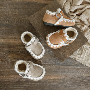 【15--25码】女童棉鞋加绒软底毛毛鞋韩版洋气勃肯鞋婴儿学步鞋子