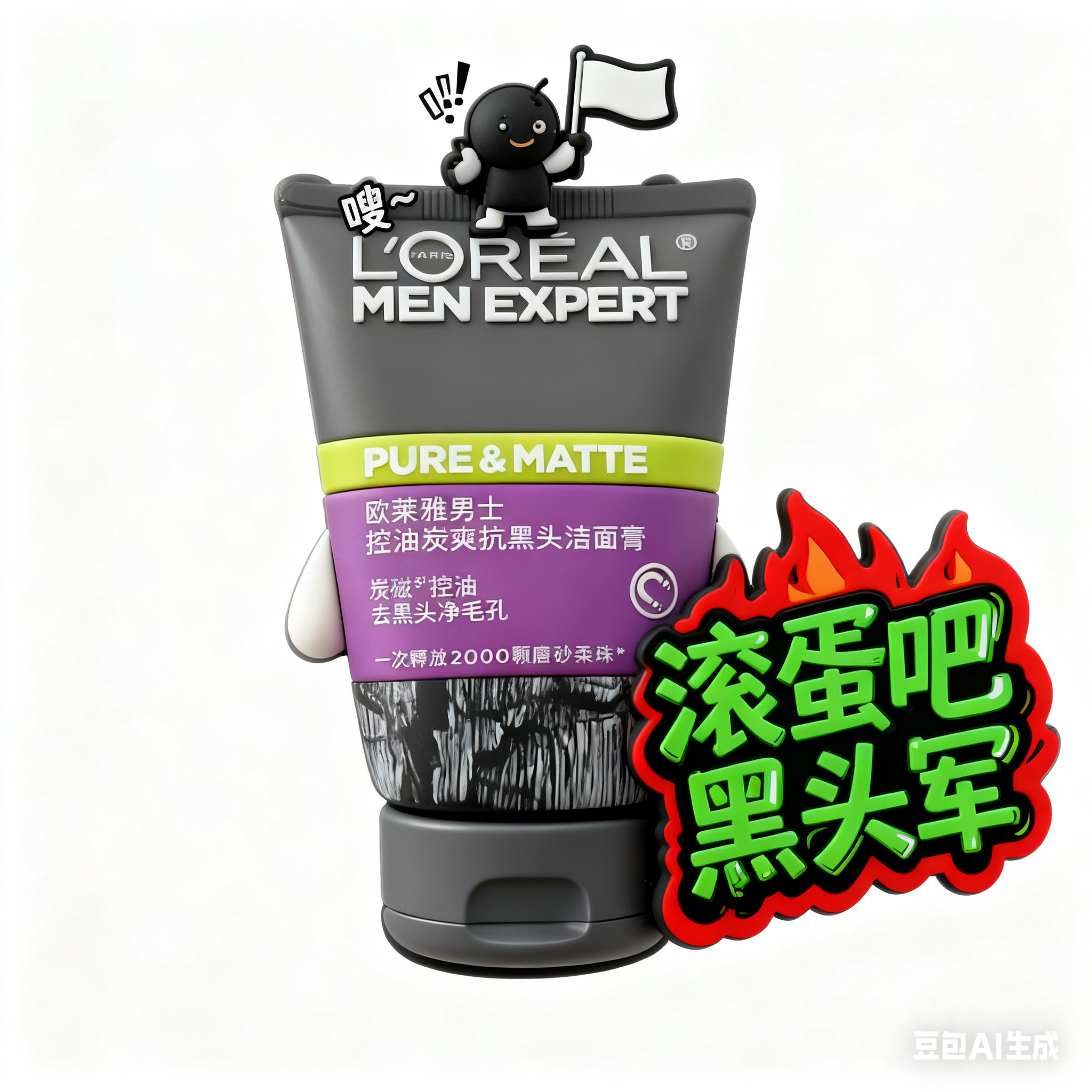 欧莱雅男士控油炭爽抗黑头洁面膏100ML抗痘深层清洁学生洗面奶