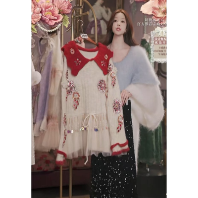 0204直播300高端年货焕新新品披肩领小红帽上衣裙子2件套80-120