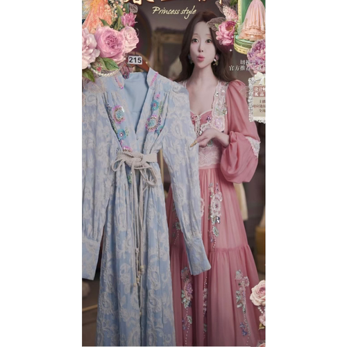 0317直播215高端春上新洛可可淡雅蓝至臻浮雕刺绣公主裙80-120