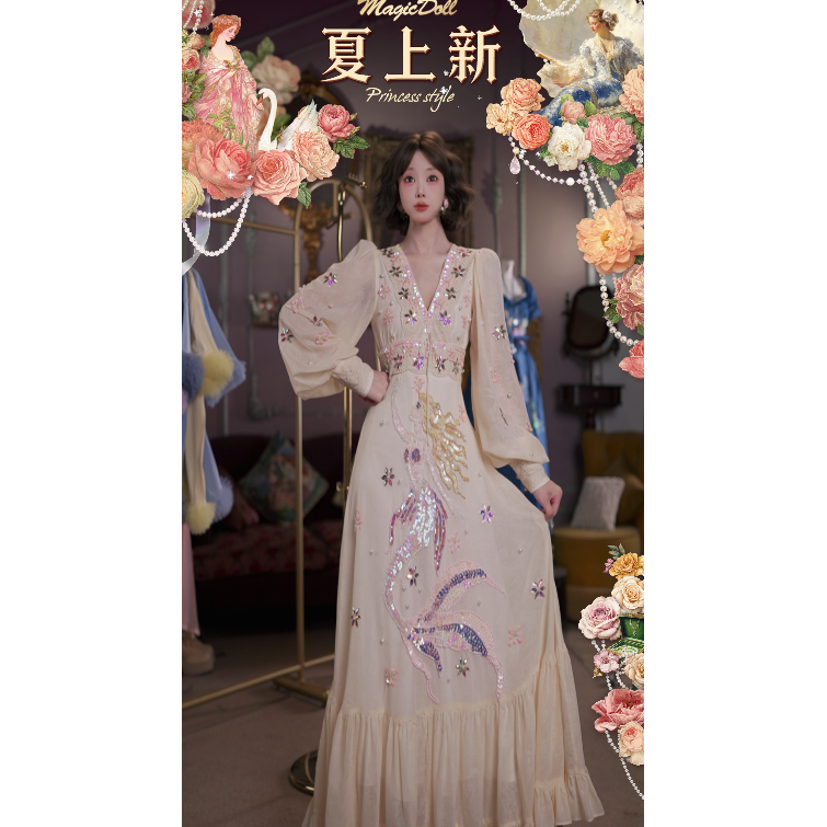 0516直播145洛可可珍藏·维多利亚人鱼姬·古董蕾丝荷叶摆仙女裙