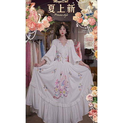0418直播146年度限定·洛可可天鹅诗·自带柔光v腰显瘦法式仙女裙