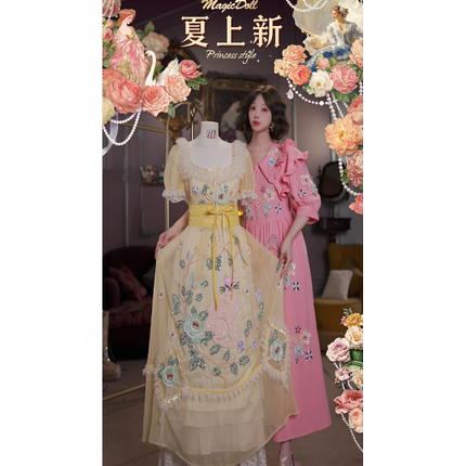 0605直播117洛可可夏日[黄油甜猫]复古宫廷氛围长裙