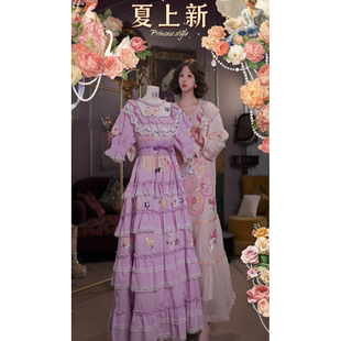 0604直播118洛可可夏日[芋泥小鹿]法式宫廷花卉册裙送腰带