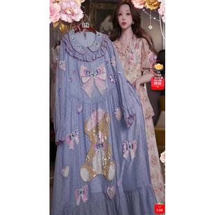 0628直播276高端服饰夏上新千金蓝糖霜小熊刺绣公主裙80-120