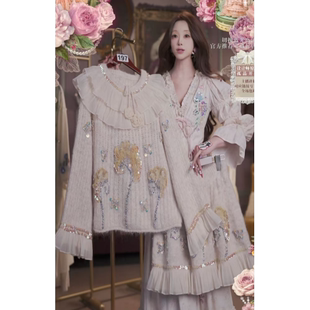 120 0310直播197高端焕新周春上新奶昔白重工刺绣上衣裙子2件套80