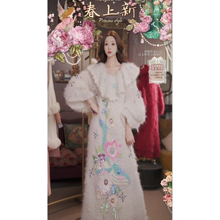 0226直播56洛可可至臻·祥云瑞鲤·幼毛羊毛连衣裙吊带腰封3件套