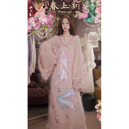 0226直播58洛可可新春限定·花海人鱼·进口超幼羊毛连衣裙3件套