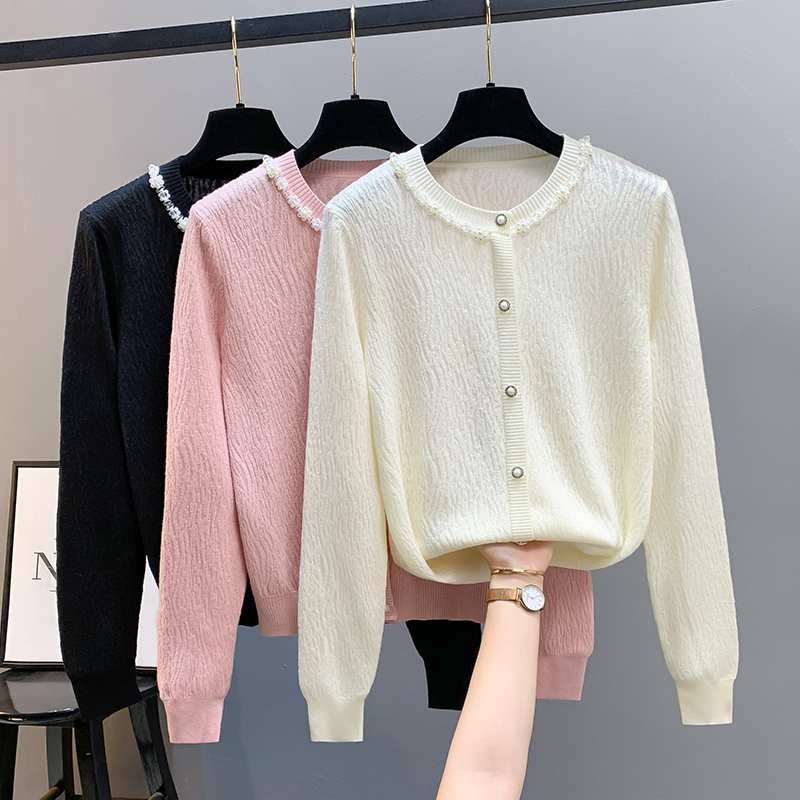 潮流精品，圆领钉珠小香风针织开衫