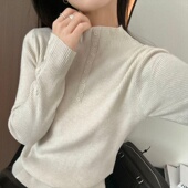 宽松显瘦毛衣内搭针织衫 韩版 套头上衣 女秋冬新款 半高领针织打底衫