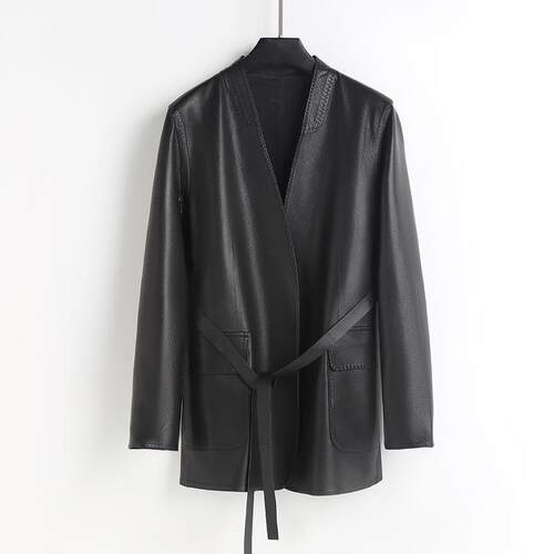 2024新款V领真皮西服法歌弟