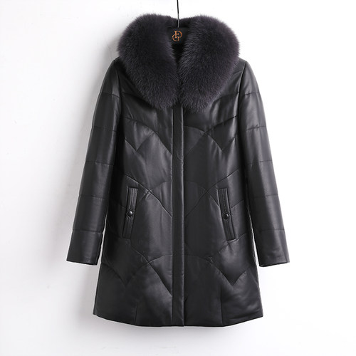 法歌弟大码休闲真皮羽绒服