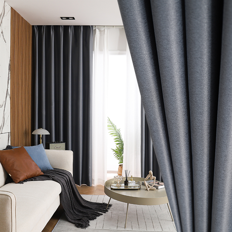 窗帘现代简约轻奢卧室客厅北欧遮阳全遮光布防晒隔热成品2021新款