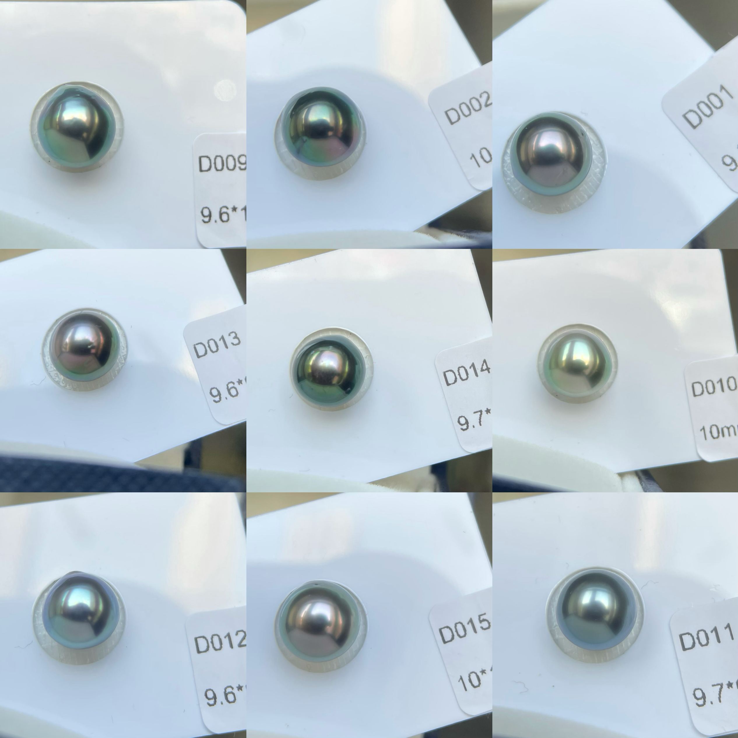 炫绿色系天然大溪地海水黑珍珠裸珠近圆微瑕8-9-10-11mm极光炫色