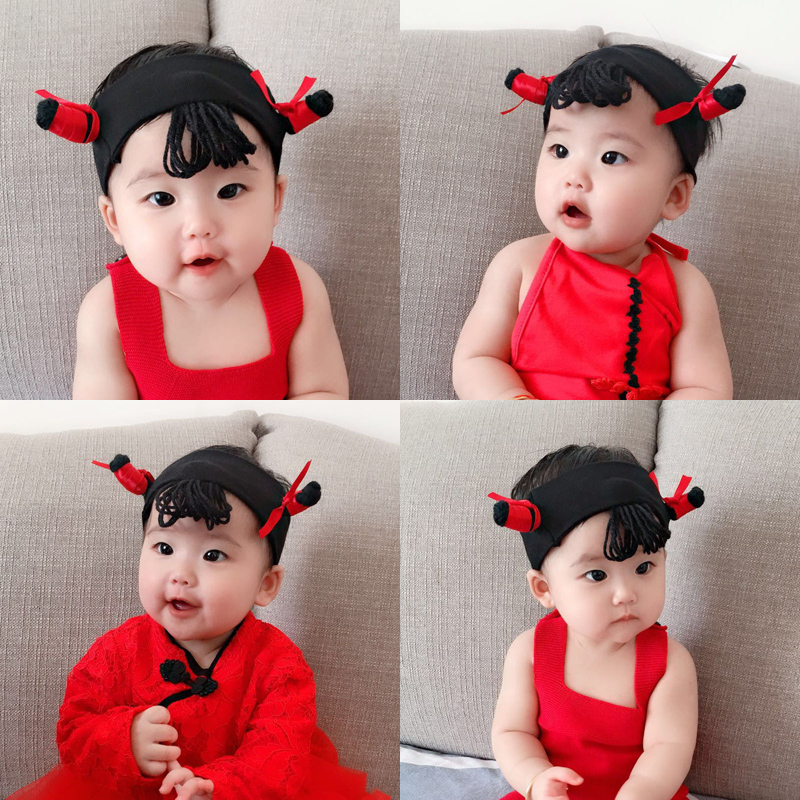 婴儿发带护囟门帽男女哪吒搞怪