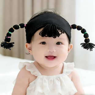 新款婴儿发带韩版假发辫子发饰超萌女宝宝头饰婴幼儿搞怪发箍头箍