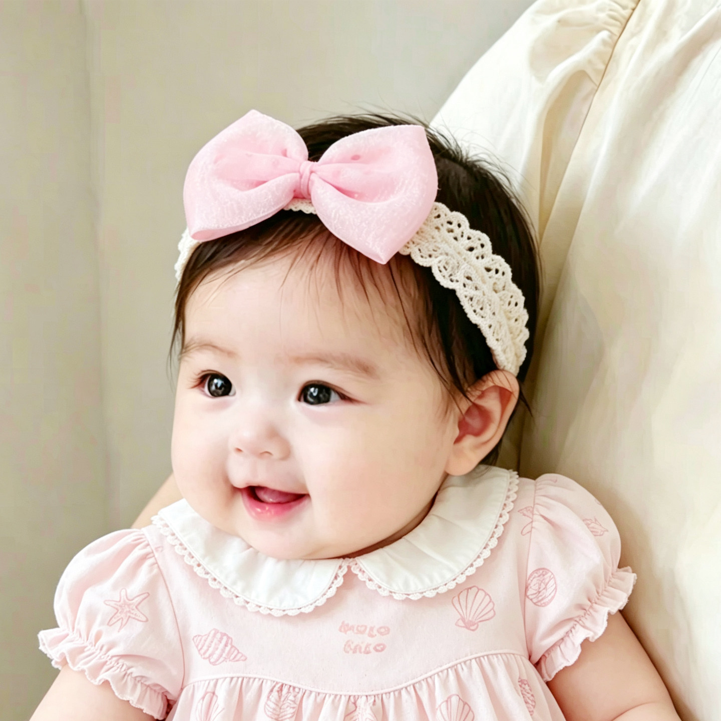 韩版夏季女宝宝蝴蝶结公主发饰婴幼儿超仙满月头花婴儿百天发带