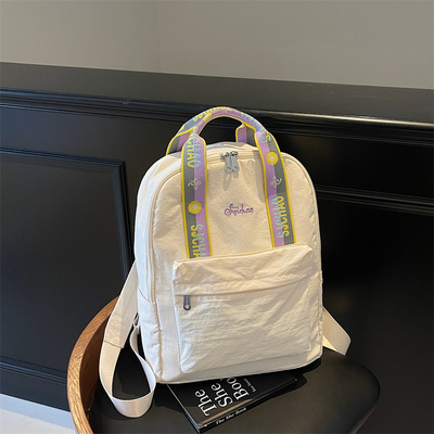 帆布双肩包包女2026新款轻便背包时尚休闲大容量旅游外出妈咪书包