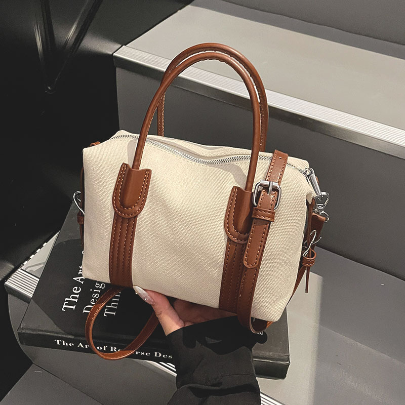 日常出行时尚简约单肩通勤包包女2025夏季新款百搭休闲帆布斜挎包