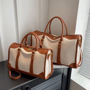 手提轻便女士外出短途旅行包大容量行李包女2025新款夏帆布斜挎袋