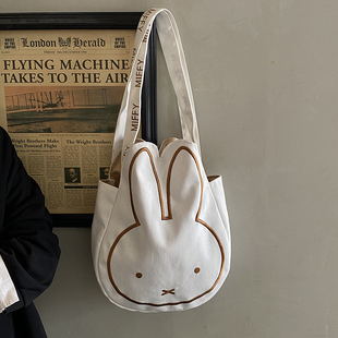 可爱卡通毛绒包包女2025新款日常收纳休闲单肩包大容量通勤托特包