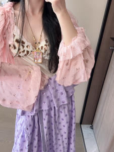 设计师款品牌夏季新品真丝荷叶边开衫明星同款
