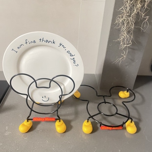 碟盘架米奇厨房置锅架隔热架碳钢盘子灶台收纳沥水架锅盖架多功能