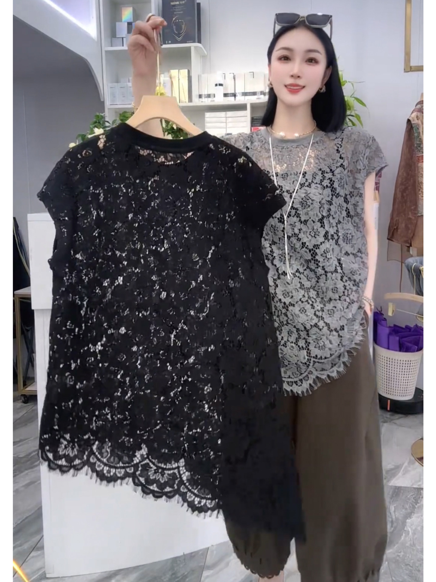 不规则斜边蕾丝衬衫女欧洲站2026夏季新款欧货女装时尚洋气小衫潮