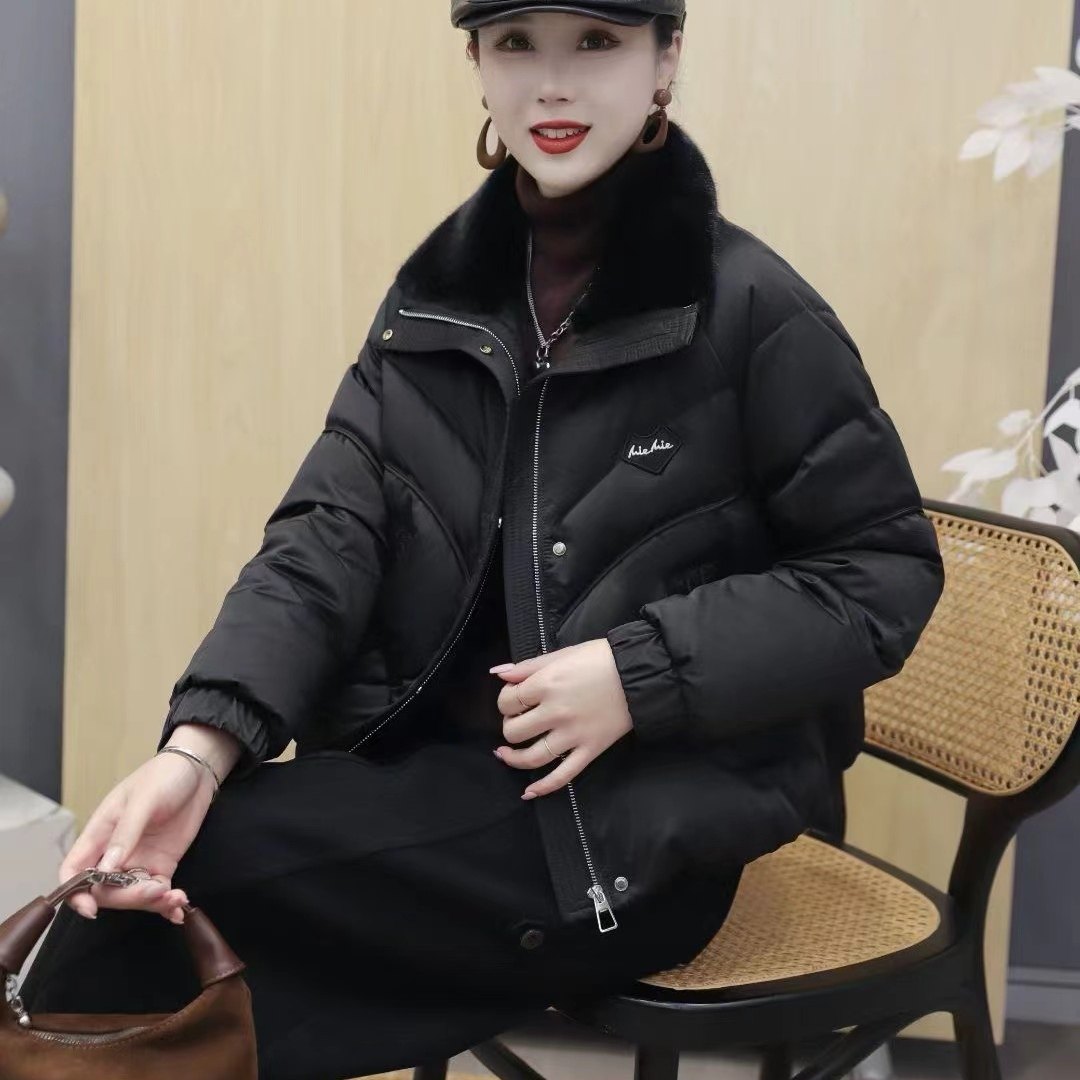 短款羽绒服女2025冬季新款白鸭绒爆款毛领立领小个子宽松外套女