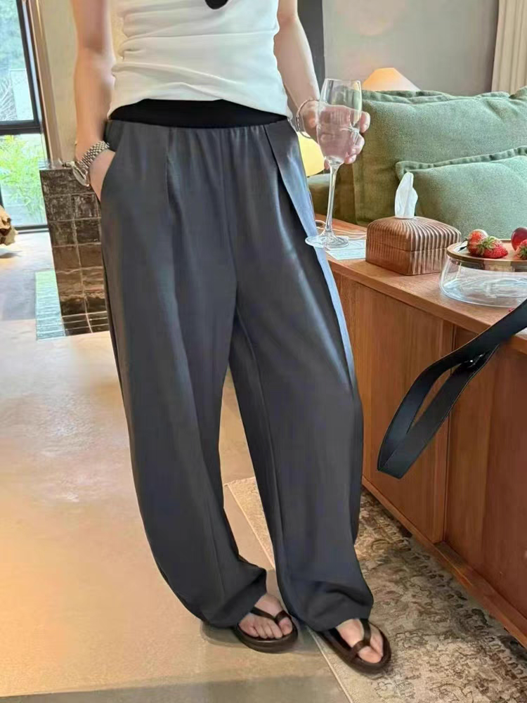 灰色西装压褶西装裤女2026春夏新款百搭高腰显瘦垂感小个子阔腿裤