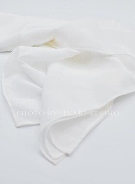 稻荷Inari 白色100%真丝双绉方巾围巾66cm 草木植物染色手工DIY