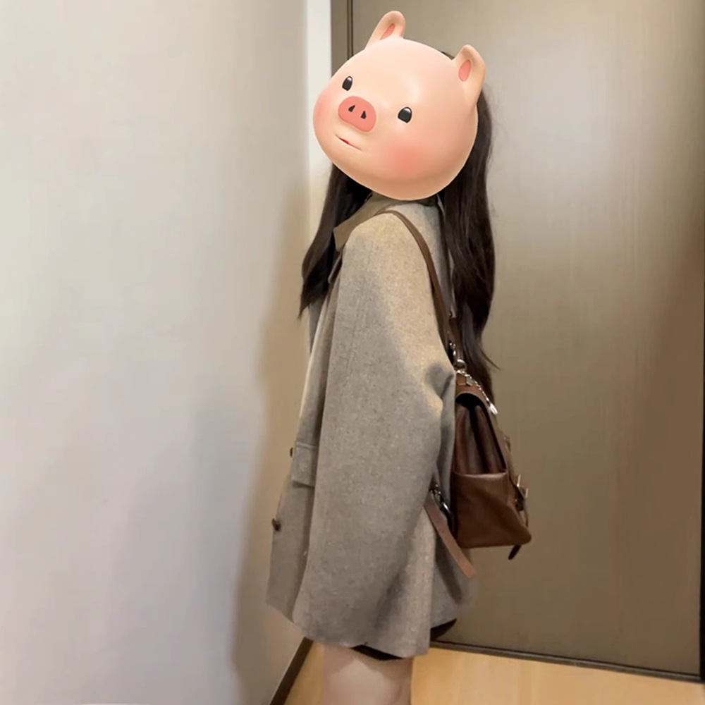 150小个子韩系短款毛呢外套女秋冬2025新款高级感155翻领大衣复古